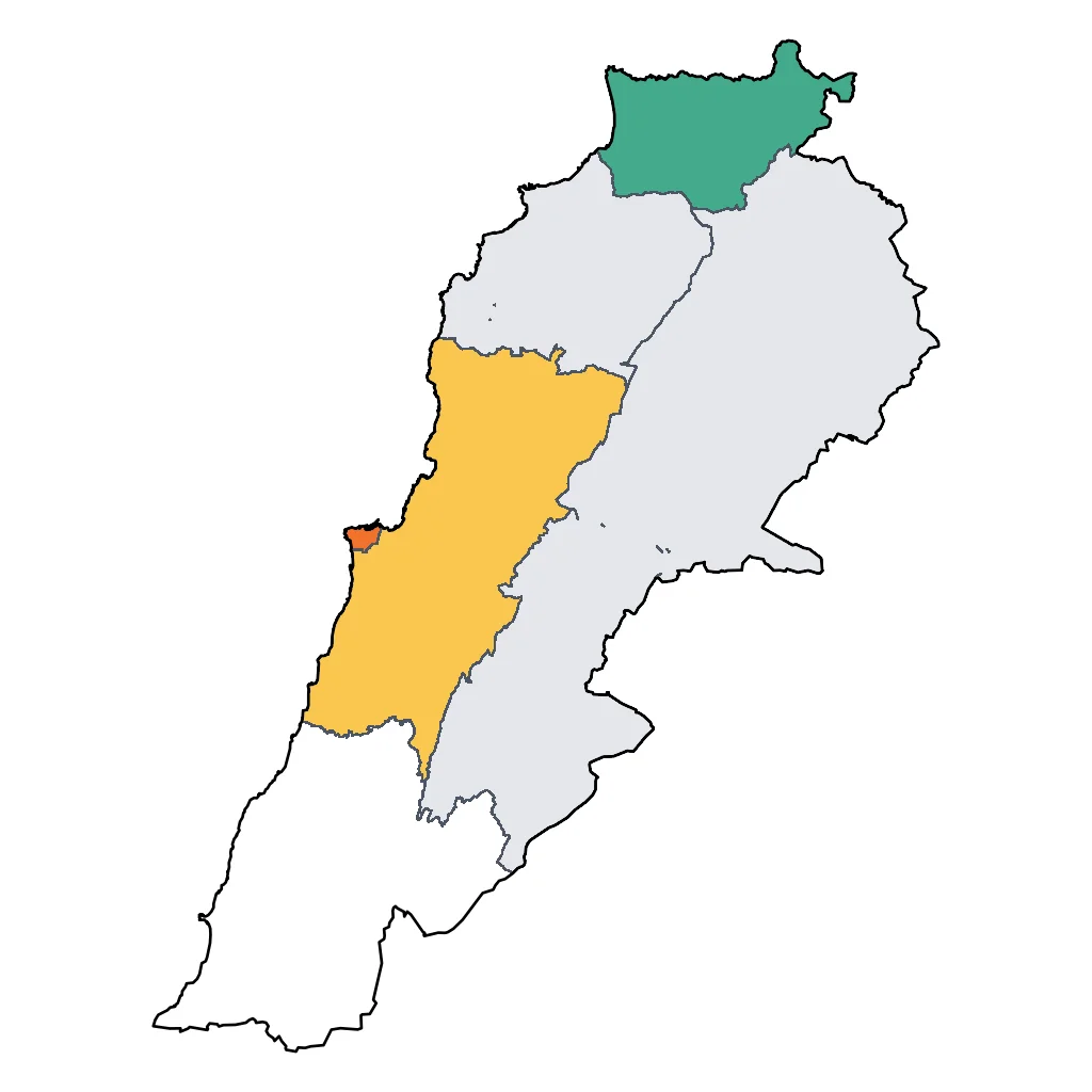 Map showing regions suitable for Sports & Active in Lebanon. Overall suitability: good.