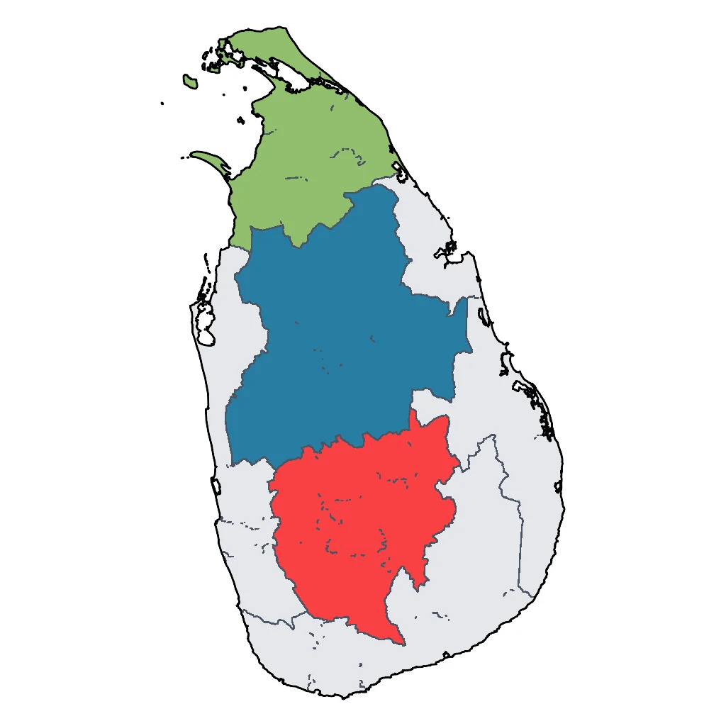 Map showing regions suitable for Educational & Exploratory in Sri Lanka. Overall suitability: very_good.