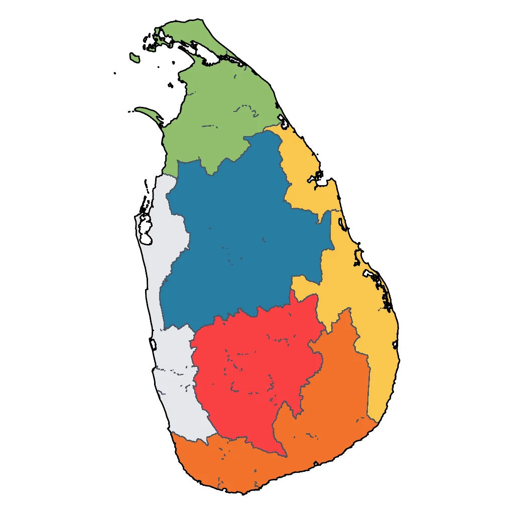Map showing regions suitable for Road Trips & Scenic in Sri Lanka. Overall suitability: very_good.