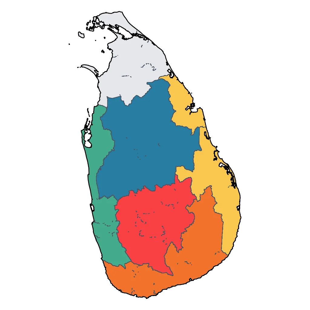 Map showing regions suitable for Sports & Active in Sri Lanka. Overall suitability: very_good.