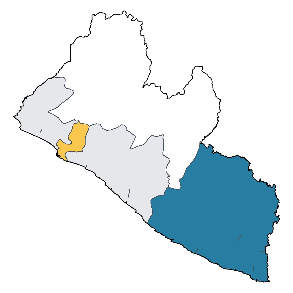 Map showing regions suitable for Educational & Exploratory in Liberia. Overall suitability: good.