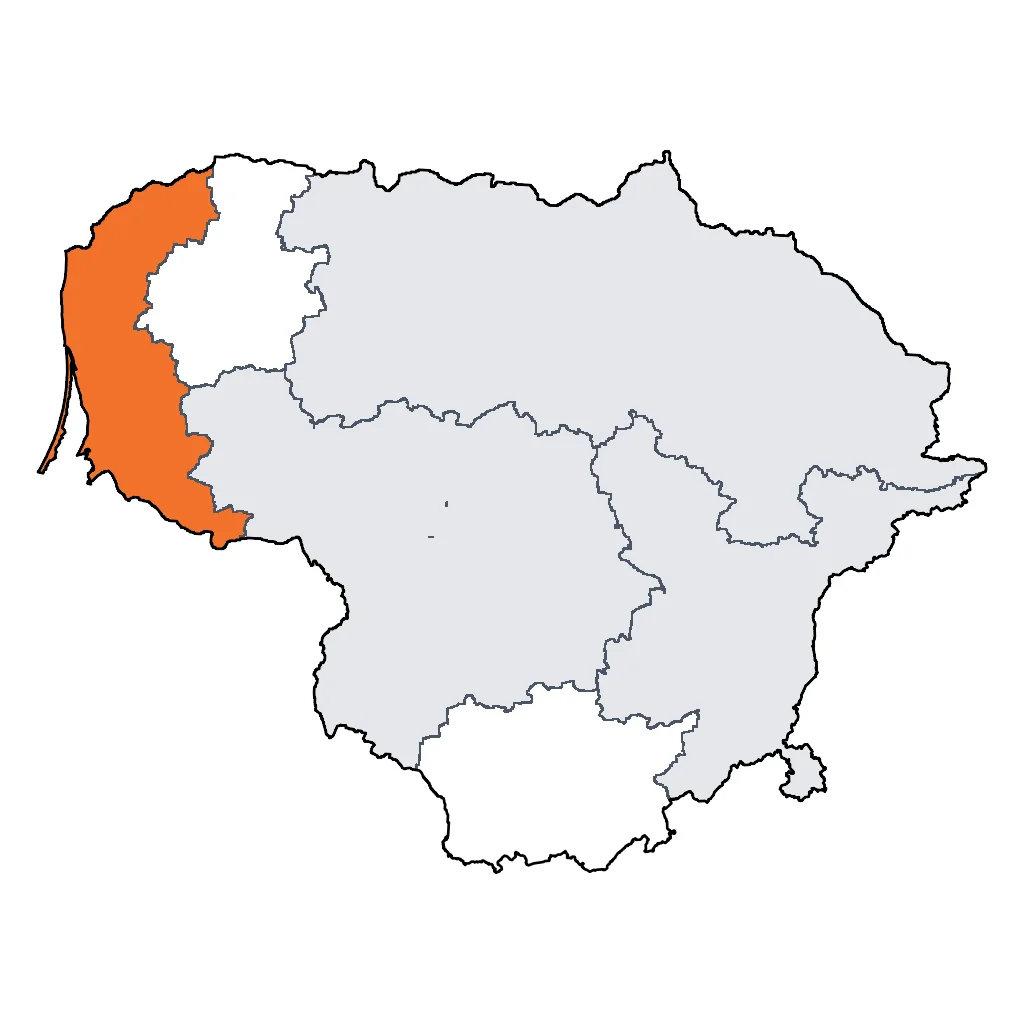 Map showing regions suitable for Beach & Sea in Lithuania. Overall suitability: good.