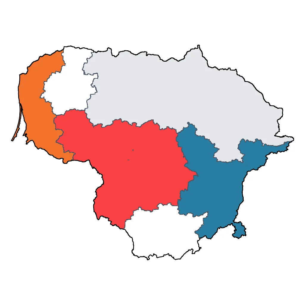 Map showing regions suitable for City & Cultural in Lithuania. Overall suitability: very_good.