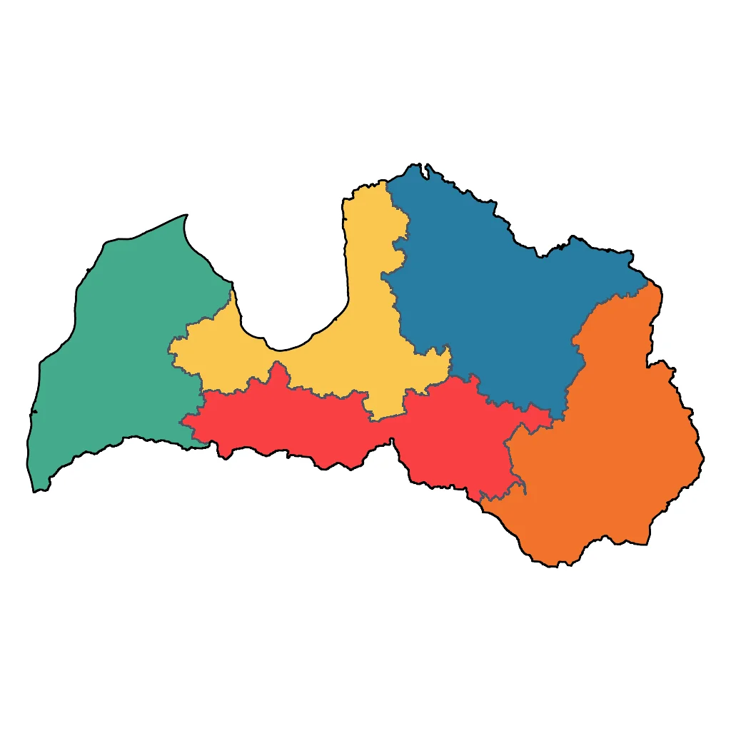 Map showing regions suitable for City & Cultural in Latvia. Overall suitability: excellent.