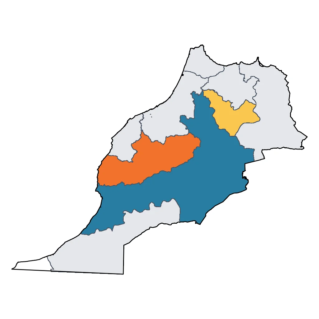 Map showing regions suitable for Educational & Exploratory in Morocco. Overall suitability: excellent.