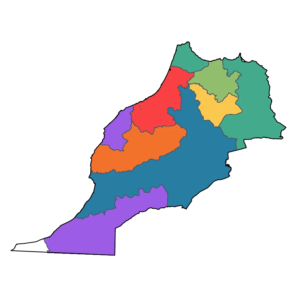 Map showing regions suitable for Relaxation & Wellness in Morocco. Overall suitability: excellent.