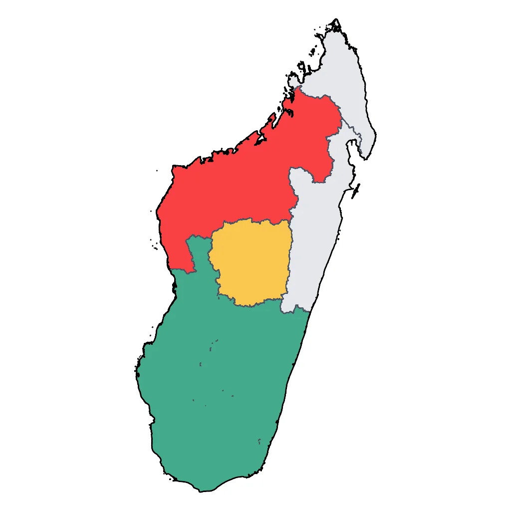 Map showing regions suitable for Road Trips & Scenic in Madagascar. Overall suitability: very_good.