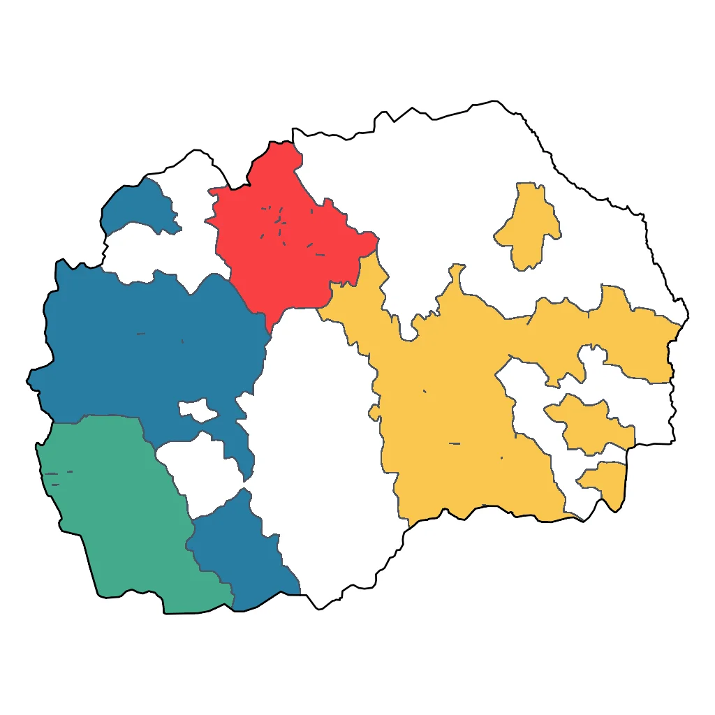 Map showing regions suitable for Festivals & Seasonal in North Macedonia. Overall suitability: very_good.
