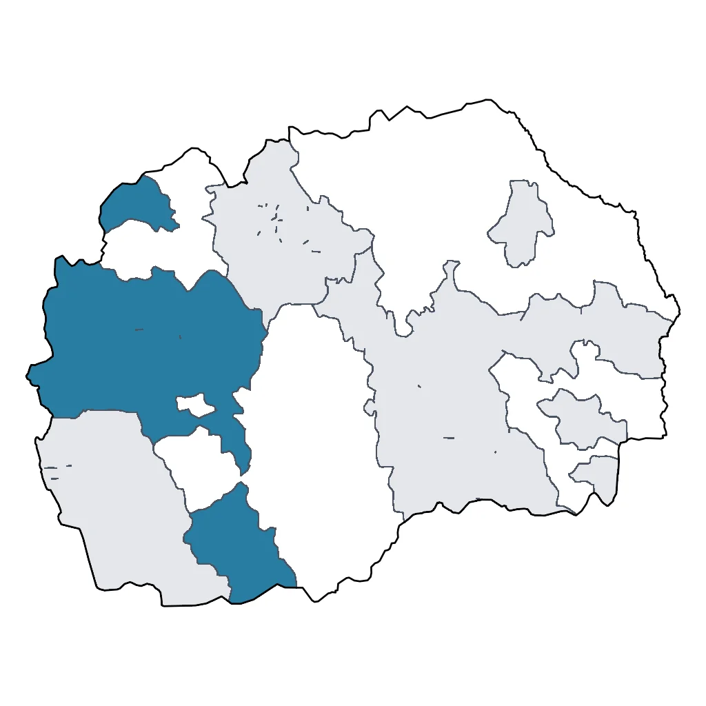Map showing regions suitable for Ski & Snow in North Macedonia. Overall suitability: good.