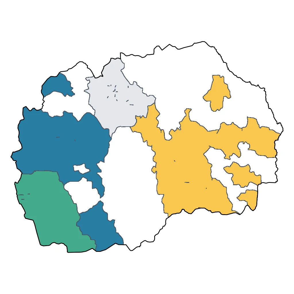 Map showing regions suitable for Sports & Active in North Macedonia. Overall suitability: very_good.