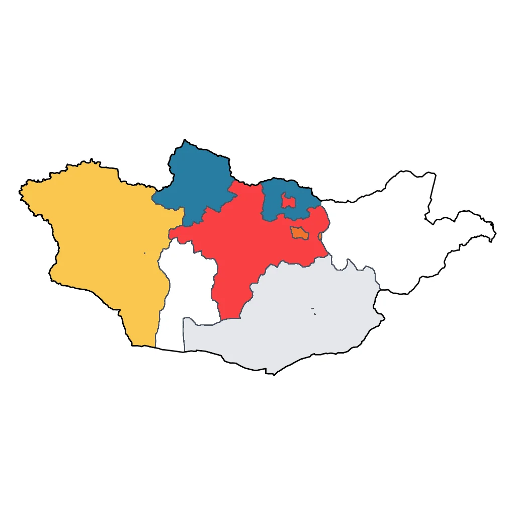 Map showing regions suitable for City & Cultural in Mongolia. Overall suitability: very_good.