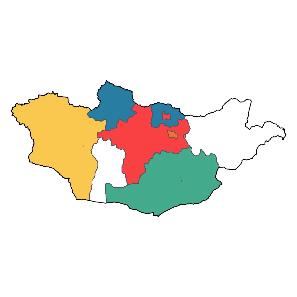 Map showing regions suitable for Educational & Exploratory in Mongolia. Overall suitability: excellent.