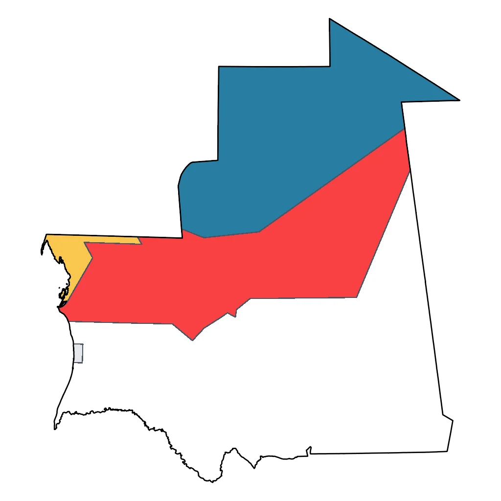 Map showing regions suitable for Educational & Exploratory in Mauritania. Overall suitability: very_good.