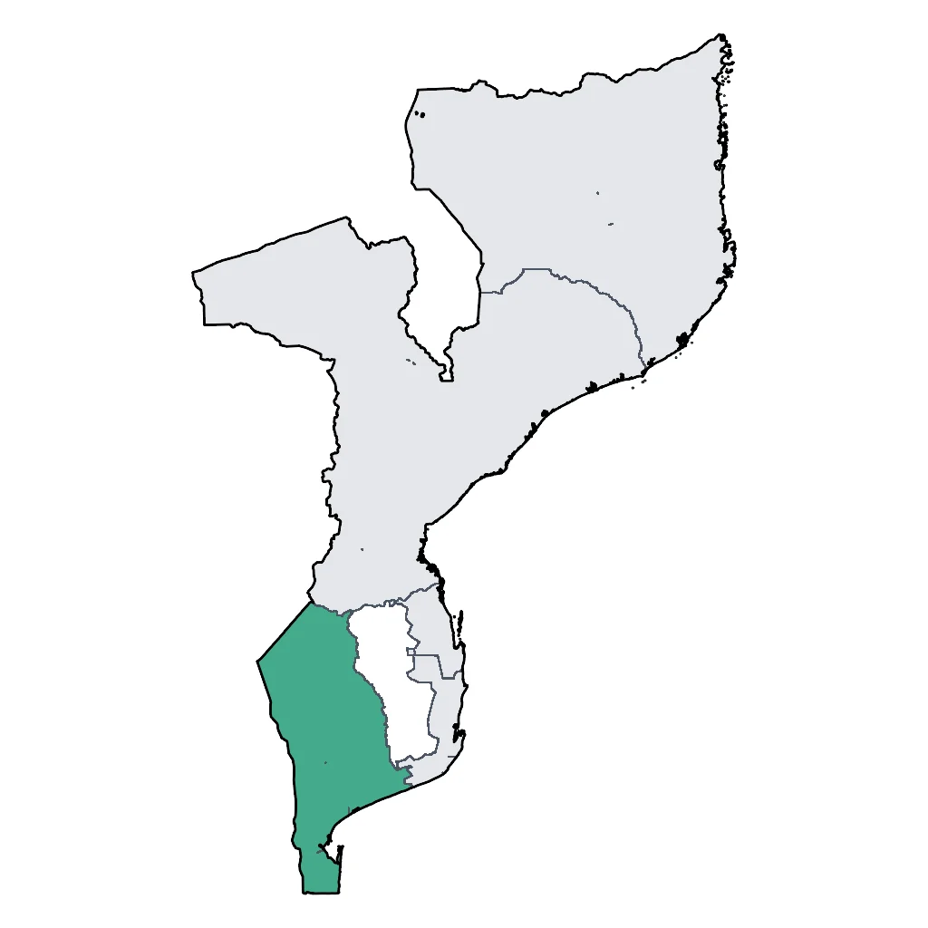 Map showing regions suitable for Road Trips & Scenic in Mozambique. Overall suitability: good.