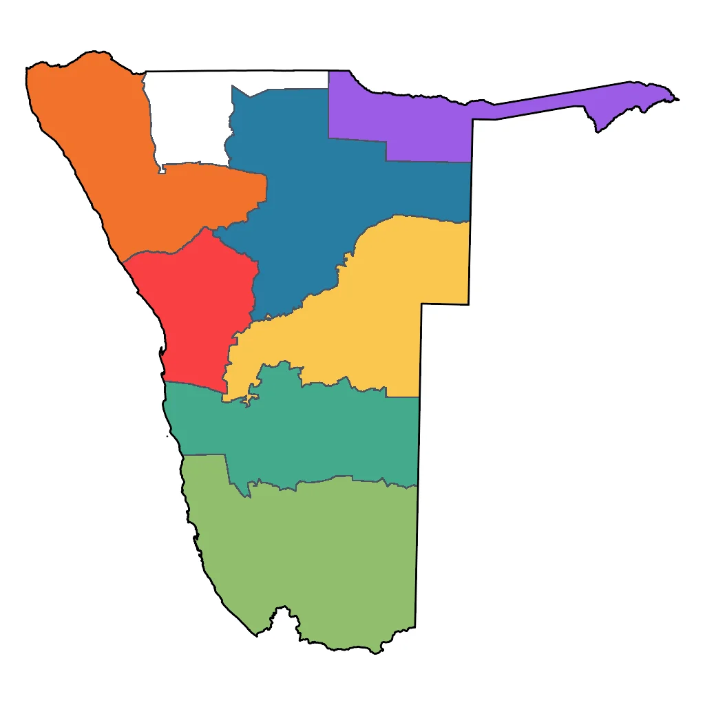 Map showing regions suitable for Relaxation & Wellness in Namibia. Overall suitability: very_good.