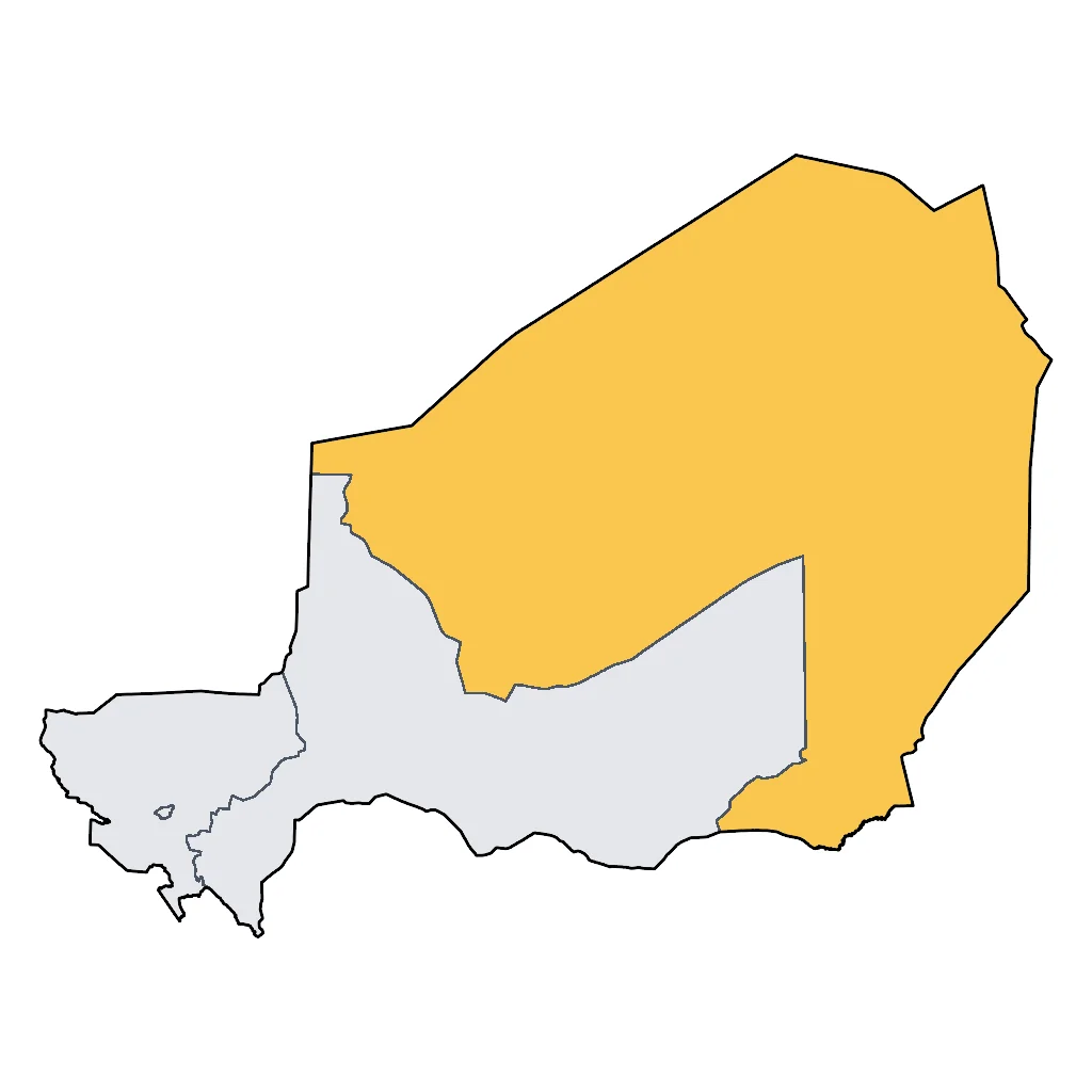 Map showing regions suitable for Road Trips & Scenic in Niger. Overall suitability: very_good.