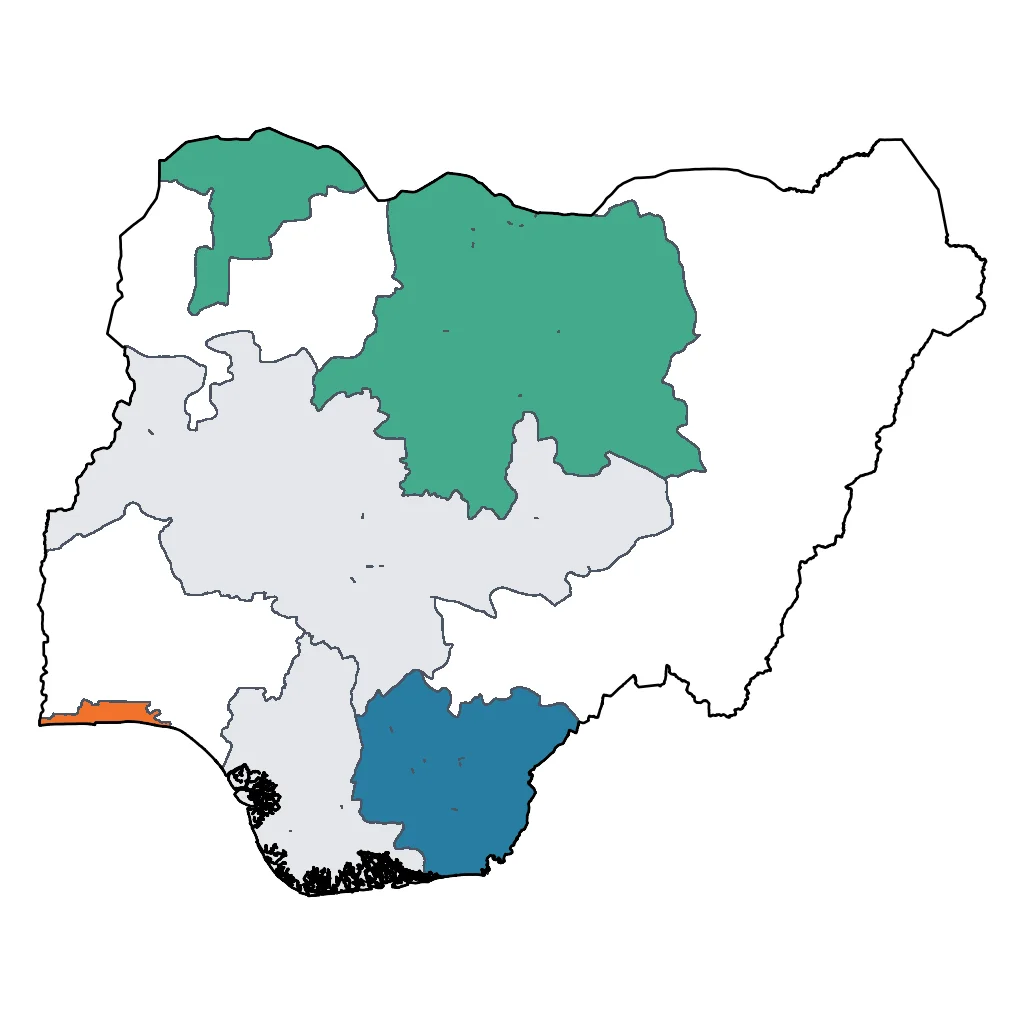 Map showing regions suitable for Educational & Exploratory in Nigeria. Overall suitability: good.