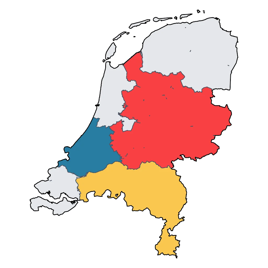 Map showing regions suitable for Relaxation & Wellness in Netherlands. Overall suitability: very_good.
