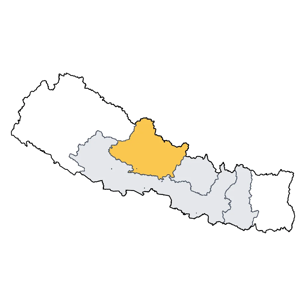 Map showing regions suitable for Road Trips & Scenic in Nepal. Overall suitability: good.