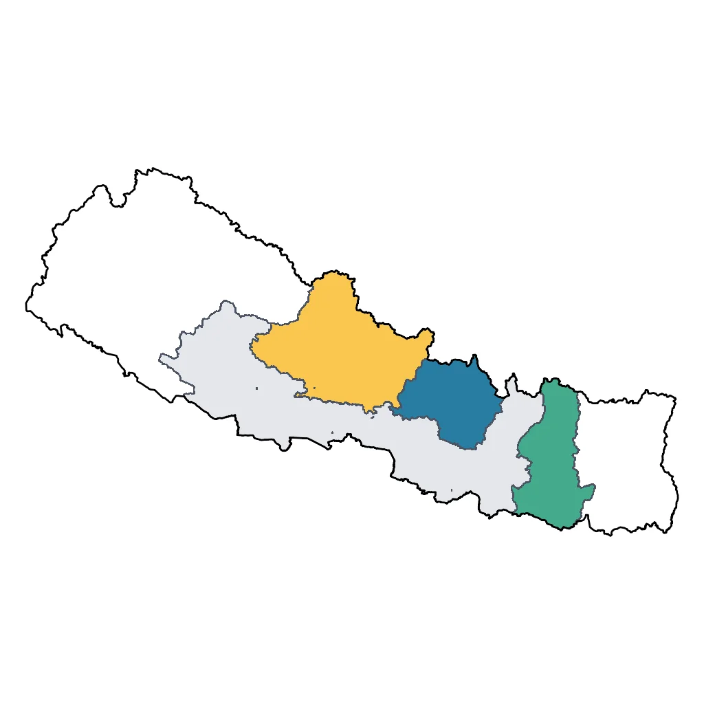 Map showing regions suitable for Sports & Active in Nepal. Overall suitability: excellent.