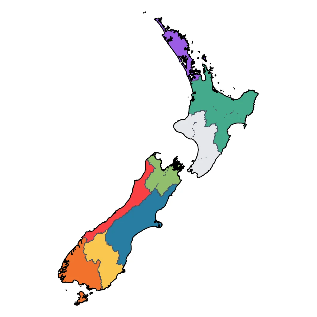 Map showing regions suitable for Sports & Active in New Zealand. Overall suitability: excellent.