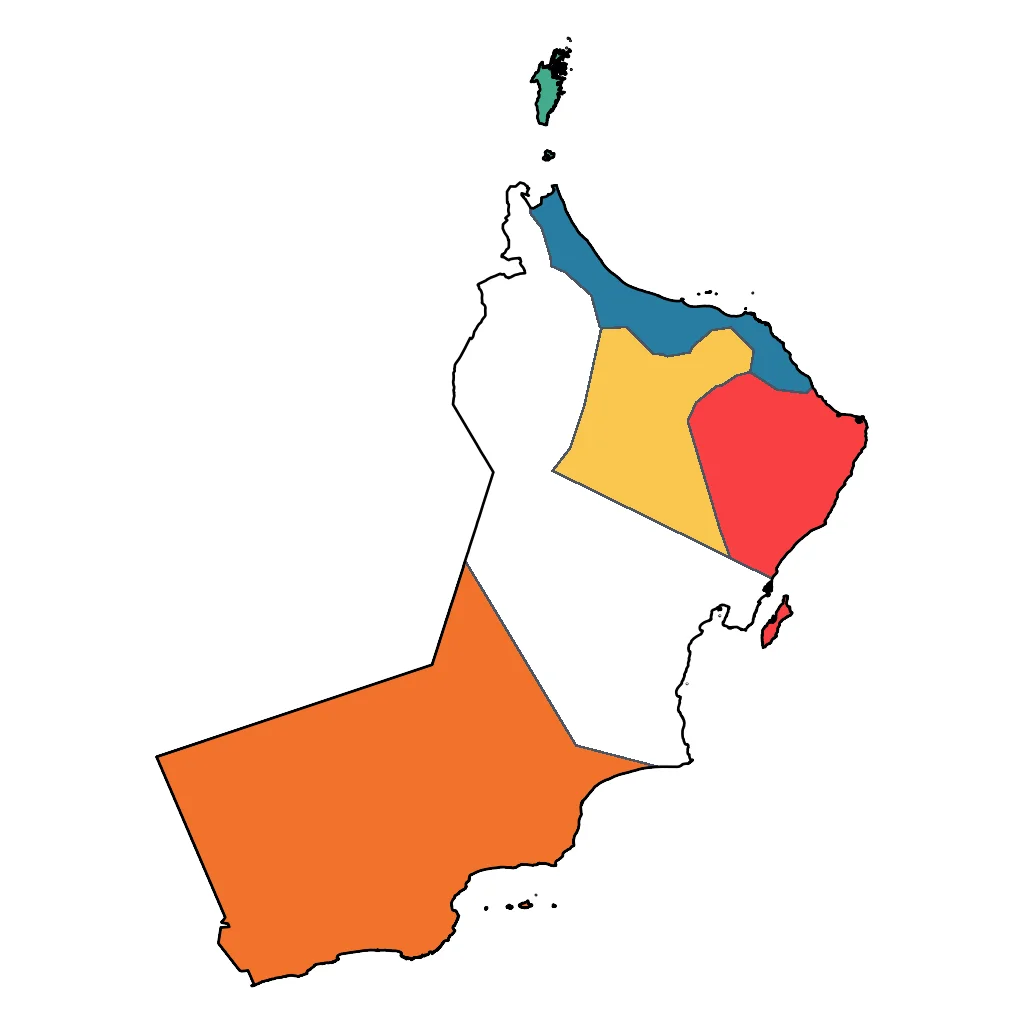 Map showing regions suitable for Educational & Exploratory in Oman. Overall suitability: very_good.