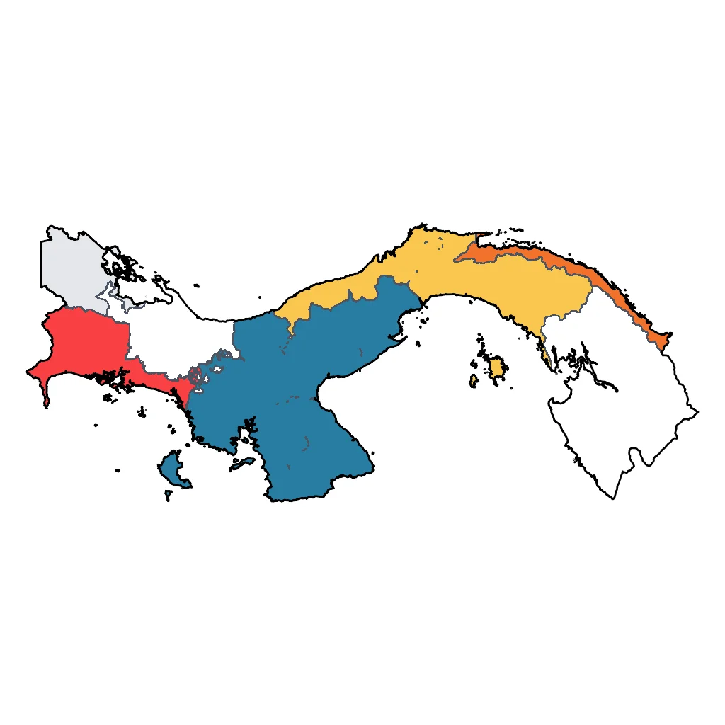 Map showing regions suitable for City & Cultural in Panama. Overall suitability: excellent.