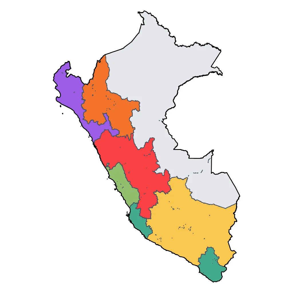 Map showing regions suitable for Road Trips & Scenic in Peru. Overall suitability: very_good.
