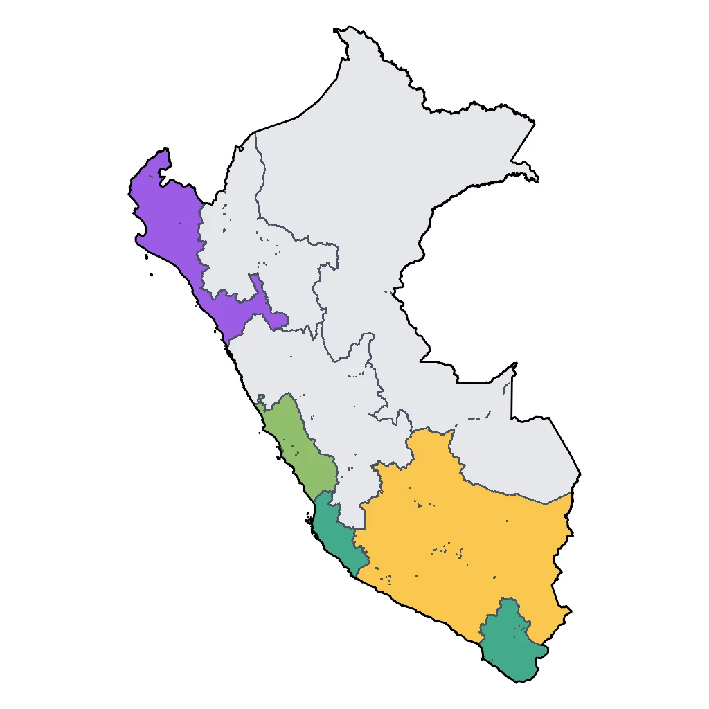 Map showing regions suitable for Sports & Active in Peru. Overall suitability: very_good.