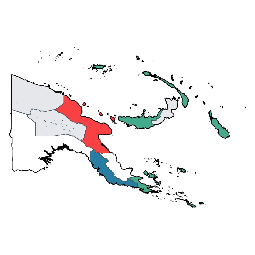 Map showing regions suitable for Sports & Active in Papua New Guinea. Overall suitability: very_good.