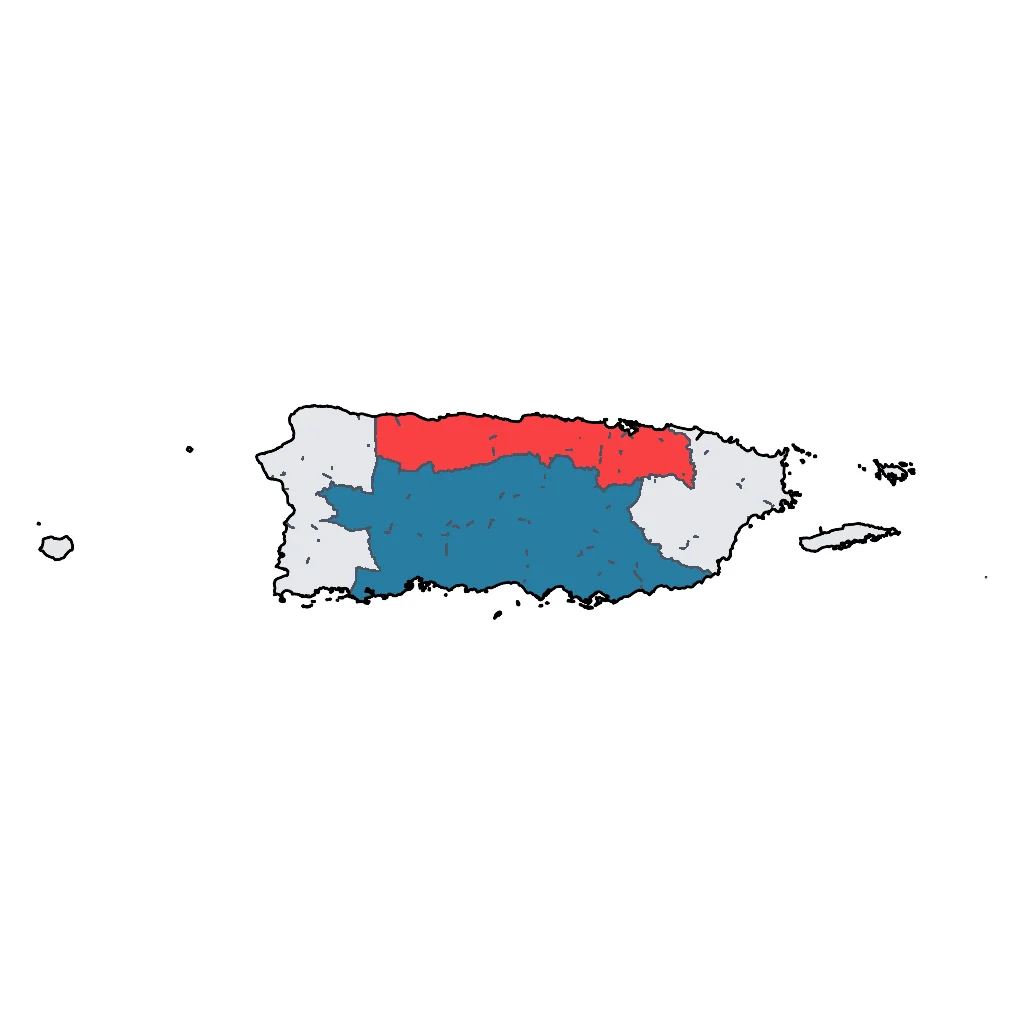 Map showing regions suitable for City & Cultural in Puerto Rico. Overall suitability: excellent.