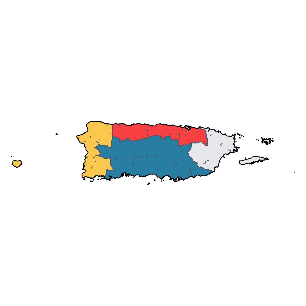 Map showing regions suitable for Festivals & Seasonal in Puerto Rico. Overall suitability: good.