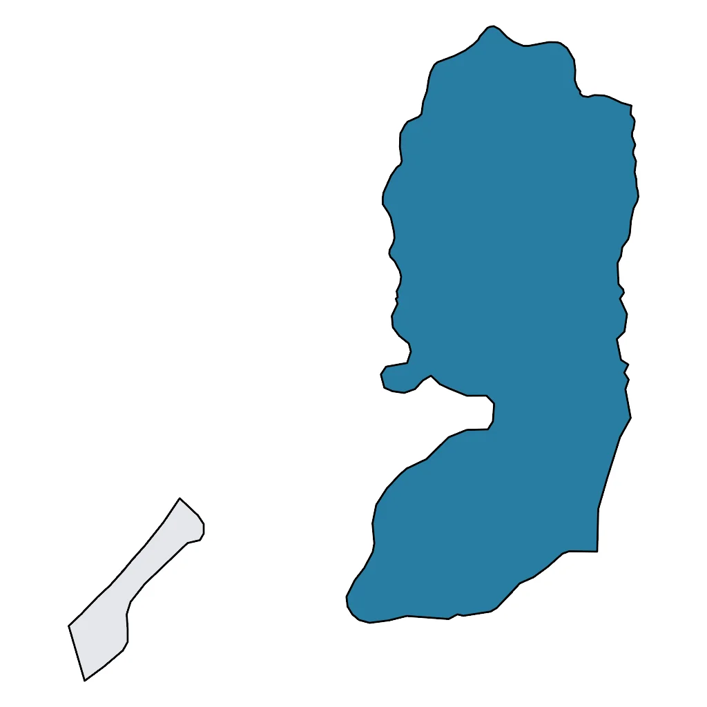 Map showing regions suitable for Beach & Sea in Palestine. Overall suitability: good.