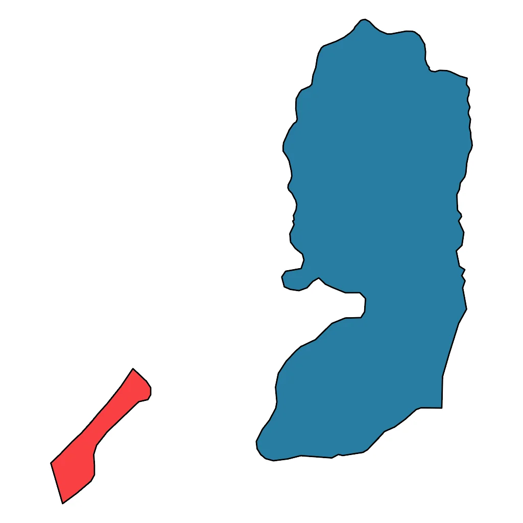 Map showing regions suitable for Educational & Exploratory in Palestine. Overall suitability: excellent.