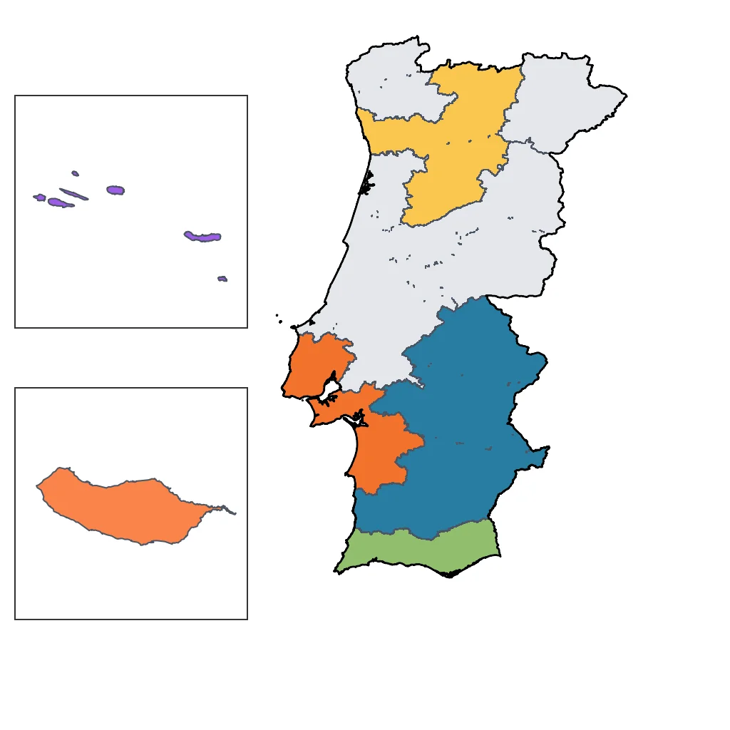 Map showing regions suitable for Relaxation & Wellness in Portugal. Overall suitability: very_good.