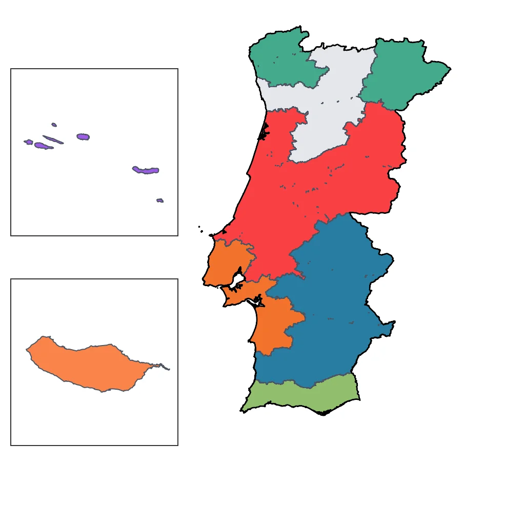 Map showing regions suitable for Sports & Active in Portugal. Overall suitability: excellent.