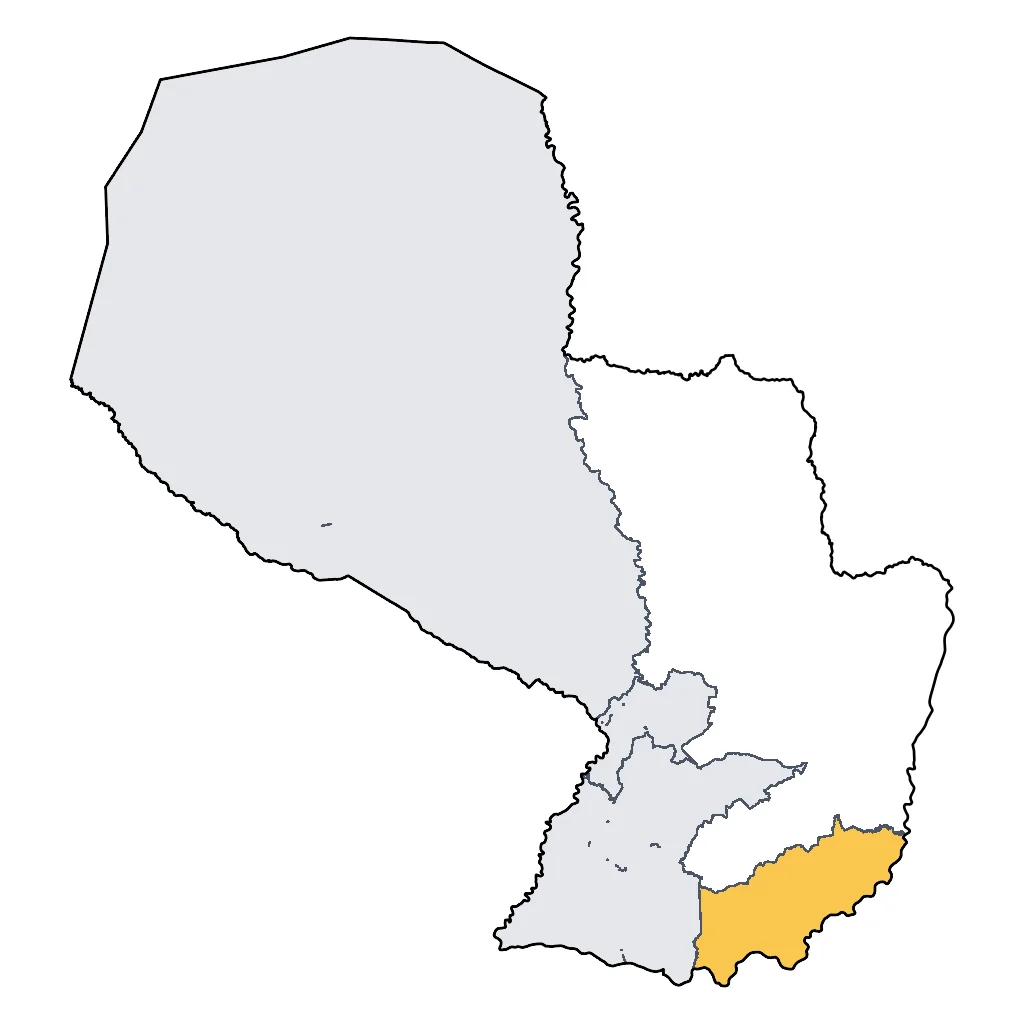 Map showing regions suitable for Beach & Sea in Paraguay. Overall suitability: marginal.