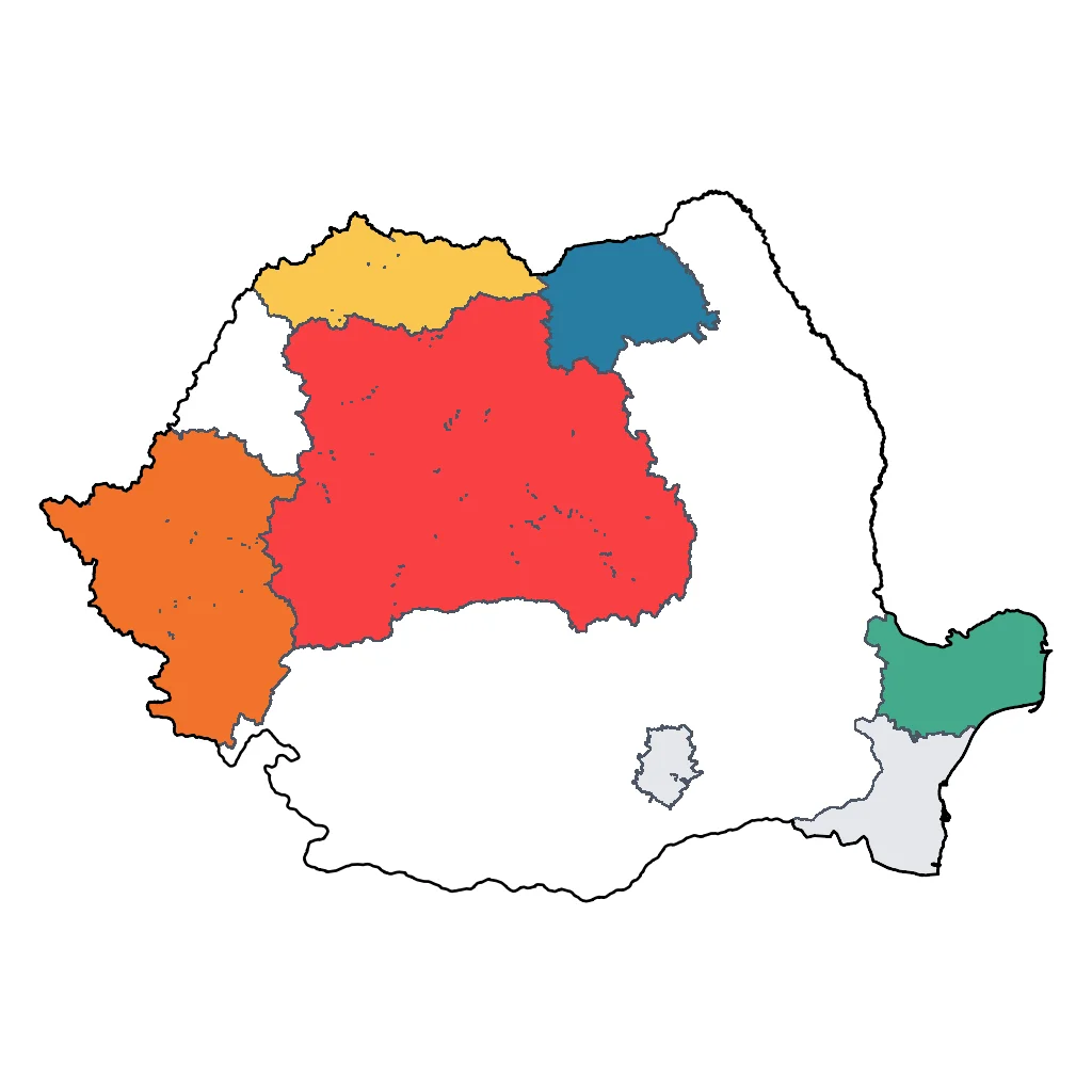 Map showing regions suitable for Adventure & Nature in Romania. Overall suitability: excellent.
