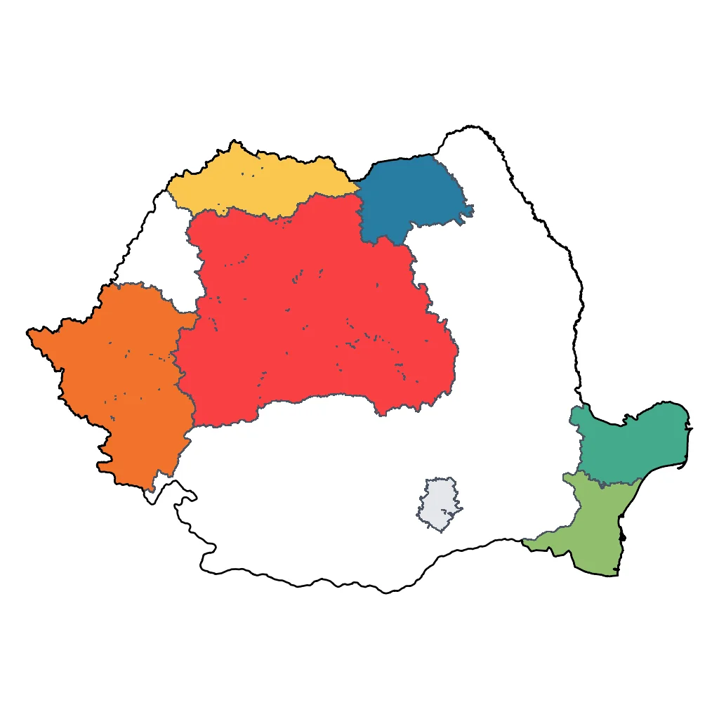 Map showing regions suitable for Sports & Active in Romania. Overall suitability: good.
