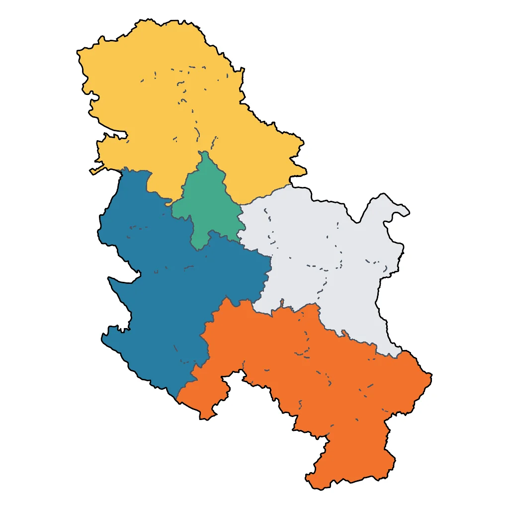 Map showing regions suitable for Festivals & Seasonal in Serbia. Overall suitability: very_good.