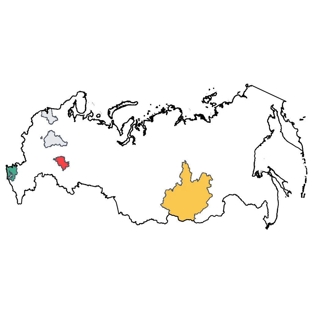 Map showing regions suitable for Adventure & Nature in Russia. Overall suitability: excellent.
