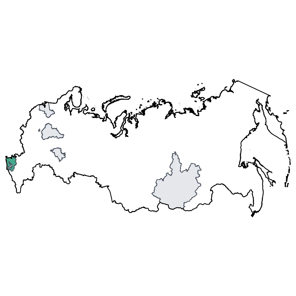 Map showing regions suitable for Beach & Sea in Russia. Overall suitability: good.