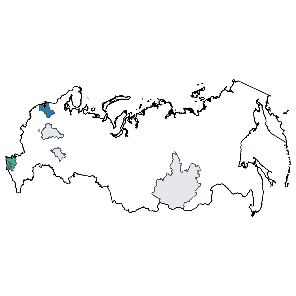Map showing regions suitable for Theme Park & Entertainment in Russia. Overall suitability: good.