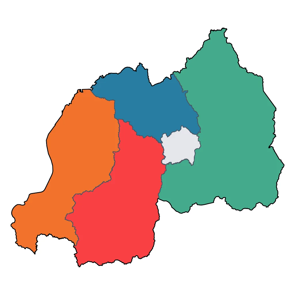 Map showing regions suitable for Adventure & Nature in Rwanda. Overall suitability: excellent.