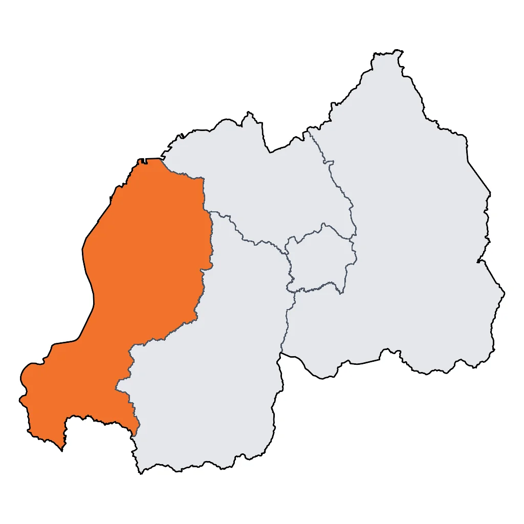 Map showing regions suitable for Beach & Sea in Rwanda. Overall suitability: good.