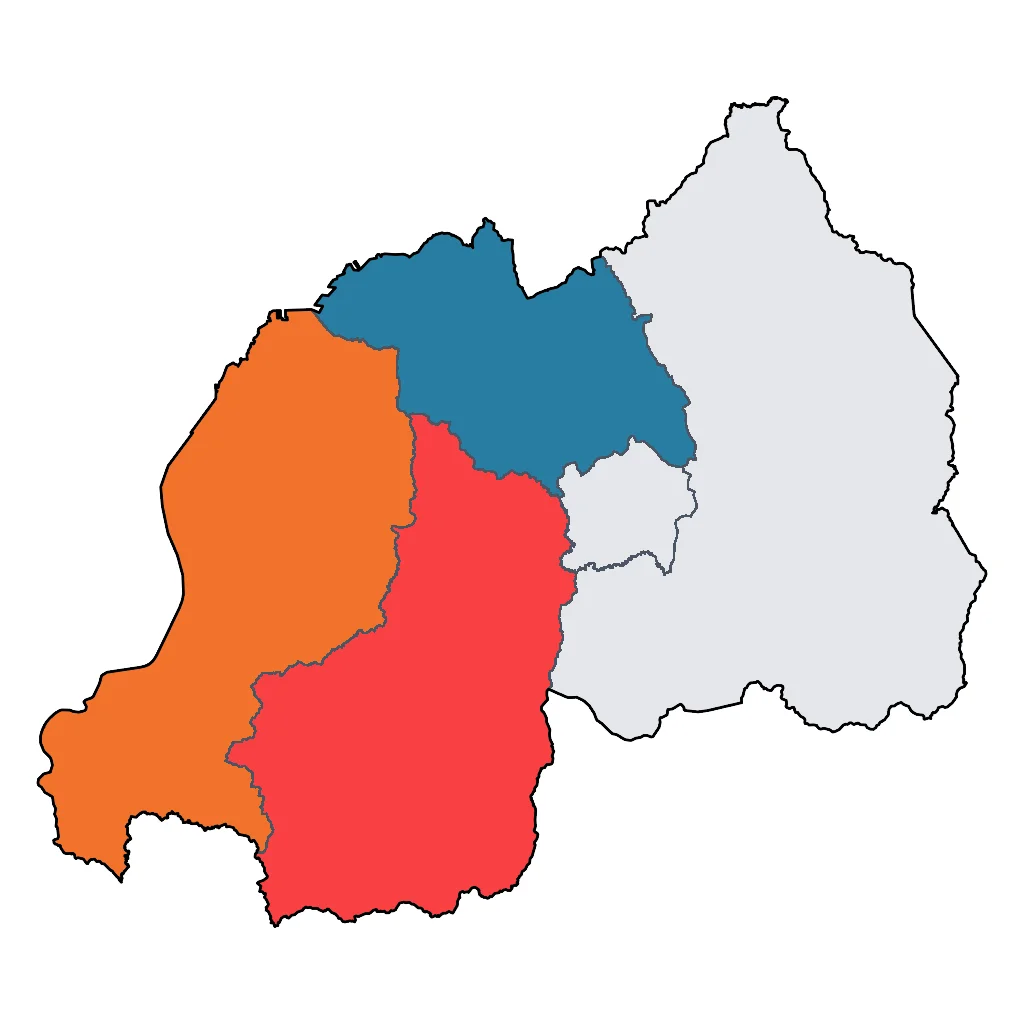 Map showing regions suitable for Sports & Active in Rwanda. Overall suitability: very_good.