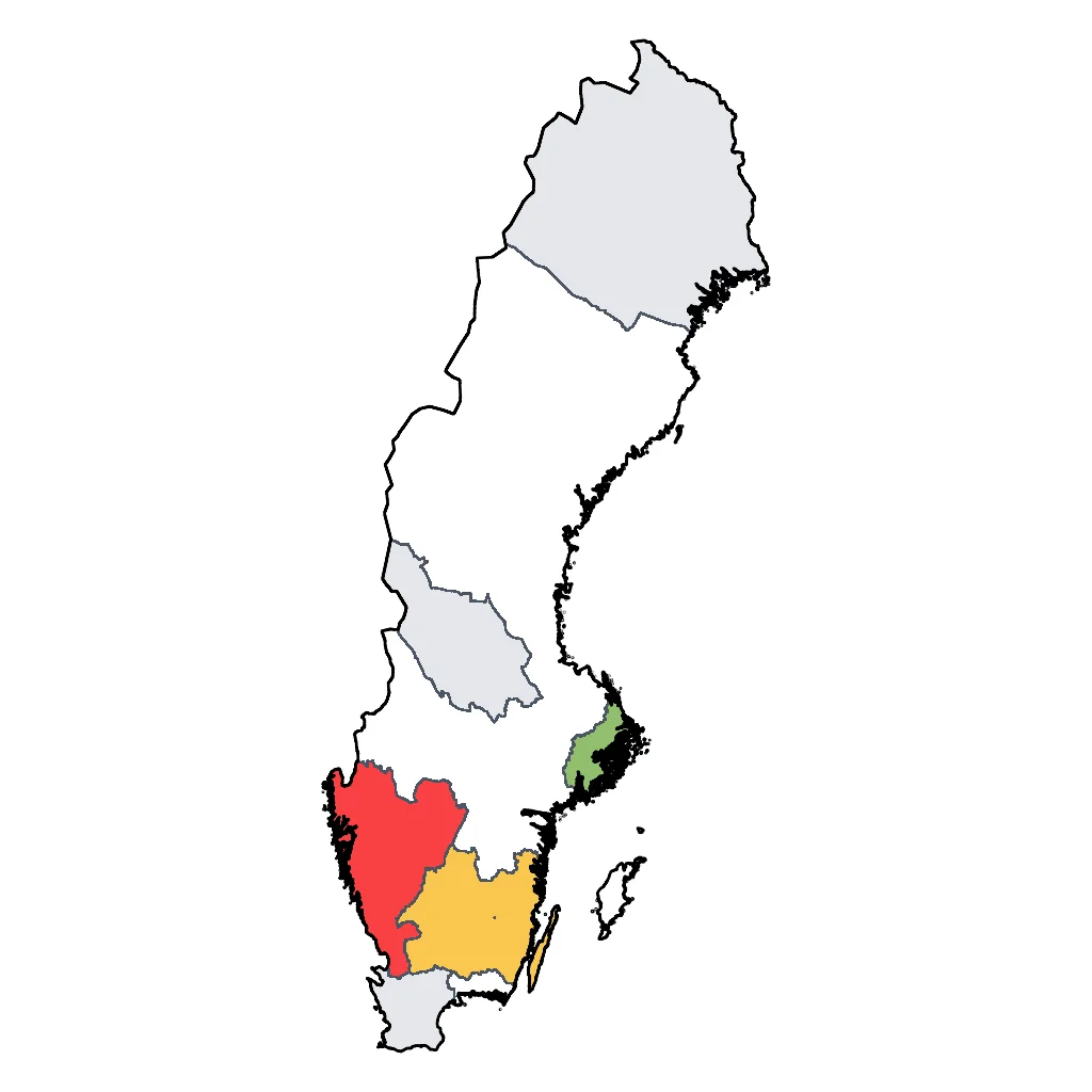 Map showing regions suitable for Theme Park & Entertainment in Sweden. Overall suitability: very_good.