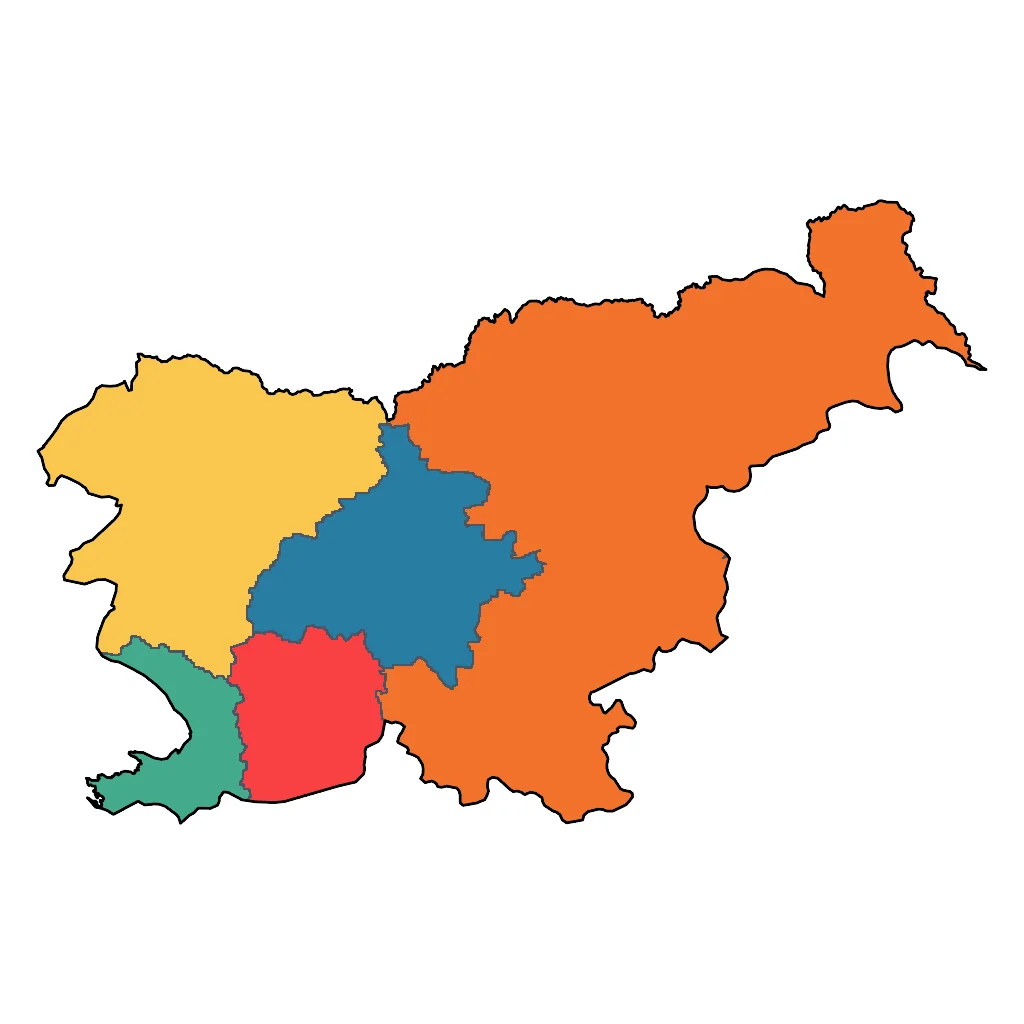 Map showing regions suitable for Adventure & Nature in Slovenia. Overall suitability: excellent.