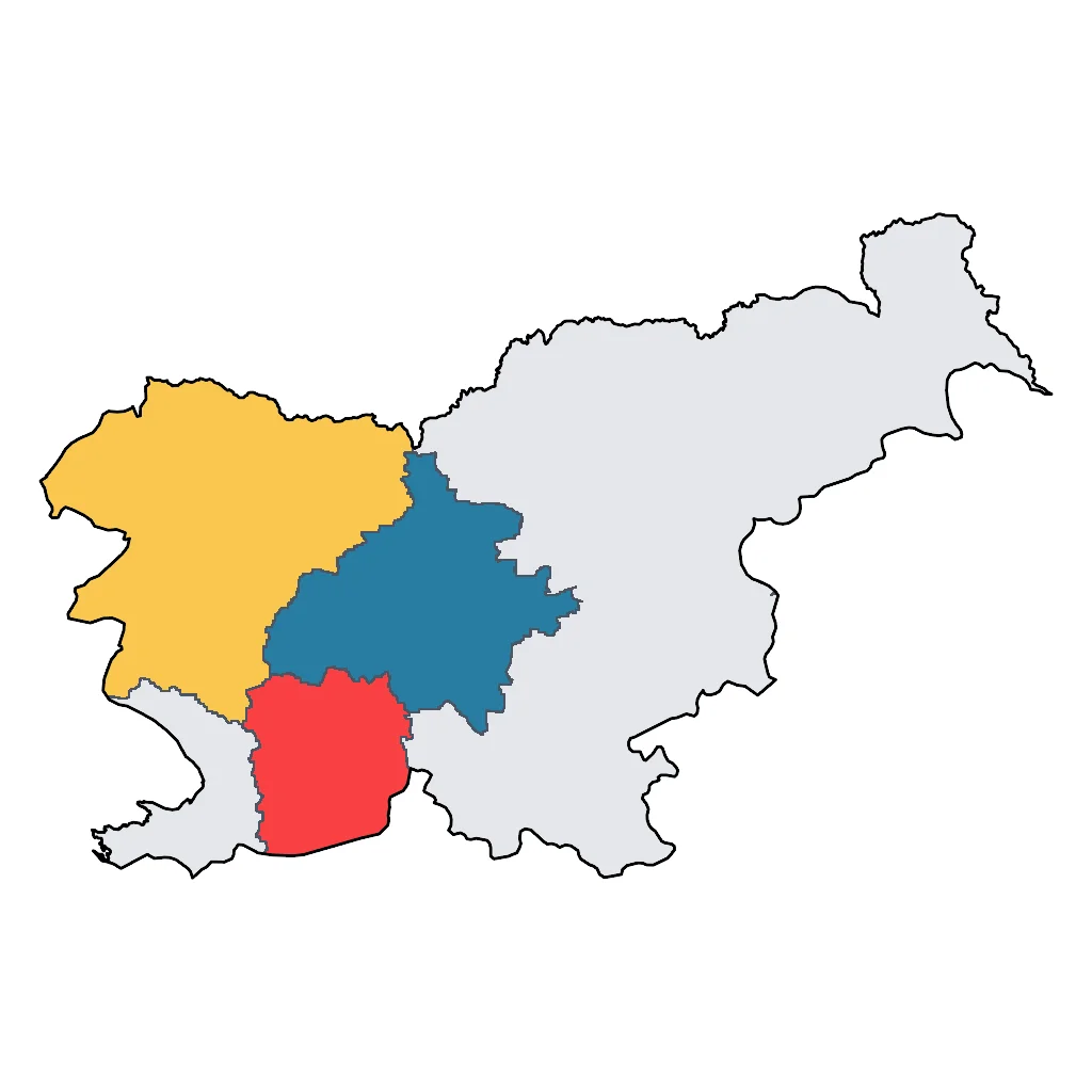Map showing regions suitable for Road Trips & Scenic in Slovenia. Overall suitability: very_good.