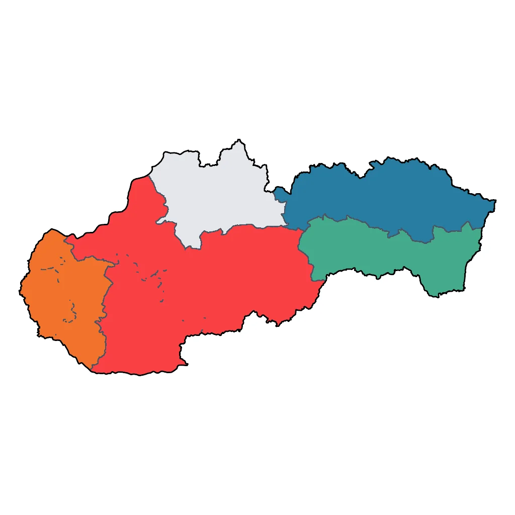 Map showing regions suitable for City & Cultural in Slovakia. Overall suitability: excellent.